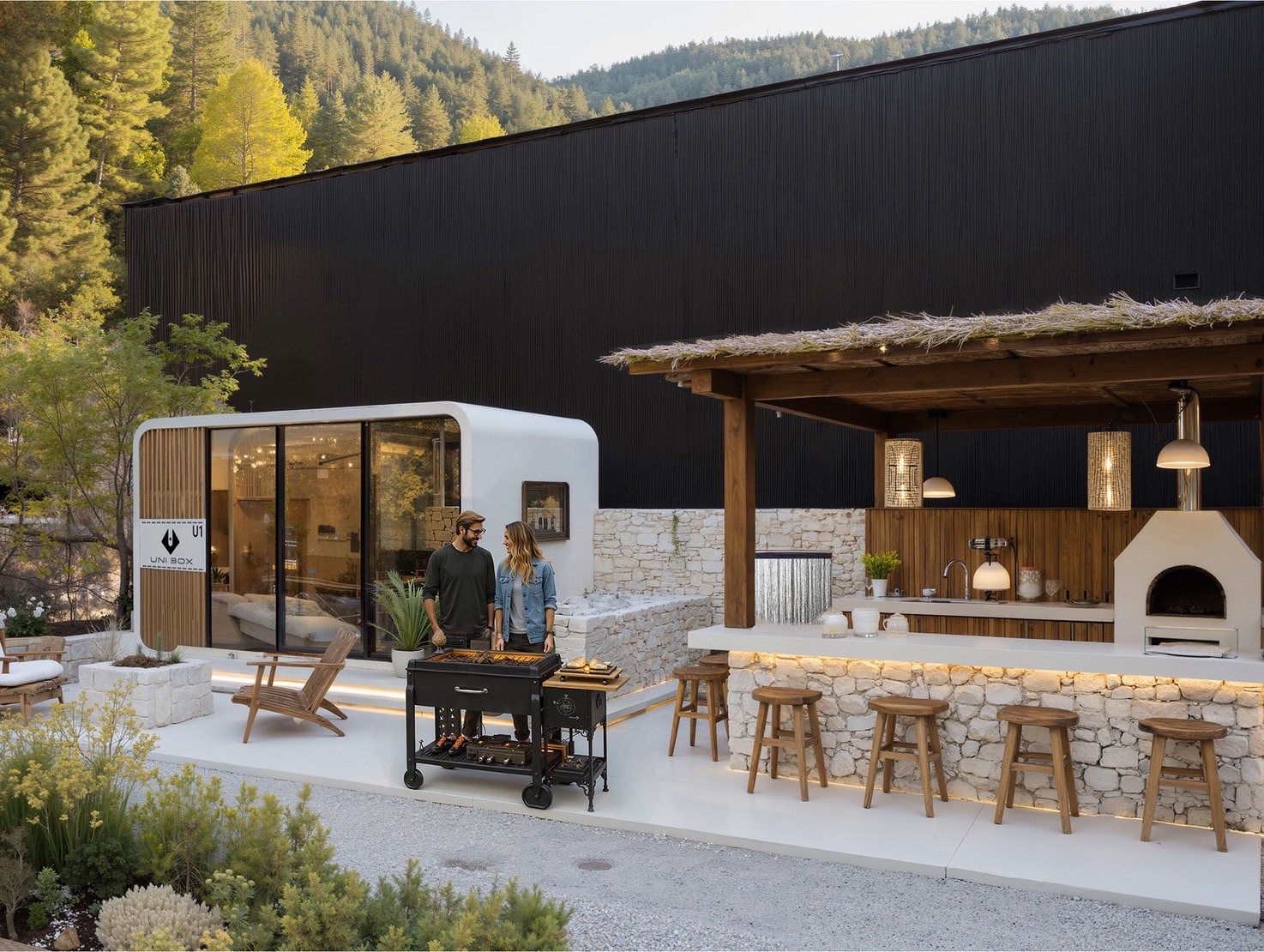 UNIBOX アウトドアライフスタイル - 自然と調和した屋外キッチン・バーエリア
